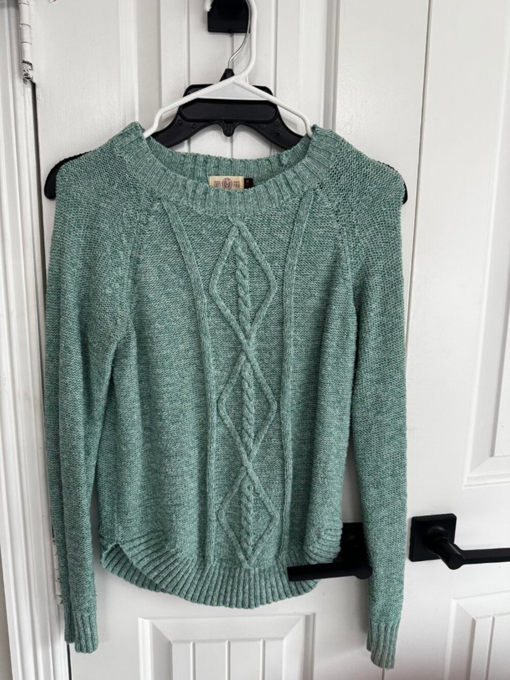 Mint Green Cable Knit Sweater - M